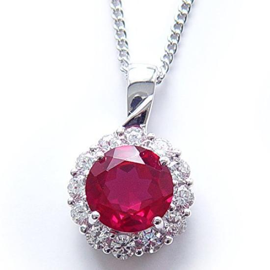 

[Your and My Jewelry Box] SV Synthetic Ruby 2.0 Carat Pendant Necklace [July Birthstone] 14206 [Jewelry] [Gift Wrapped]