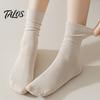Lightweight Breathable Hosiery Crew Socks for Women, Solid Color Mid-calf Socks, Non-binding Daily Wear Cotton Yoga And Sports, Comfortable Casual Non