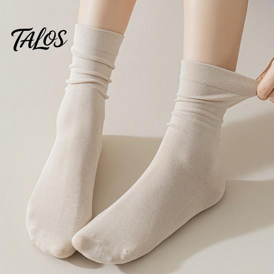 Lightweight Breathable Hosiery Crew Socks for Women, Solid Color Mid-calf Socks, Non-binding Daily Wear Cotton Yoga And Sports, Comfortable Casual Non