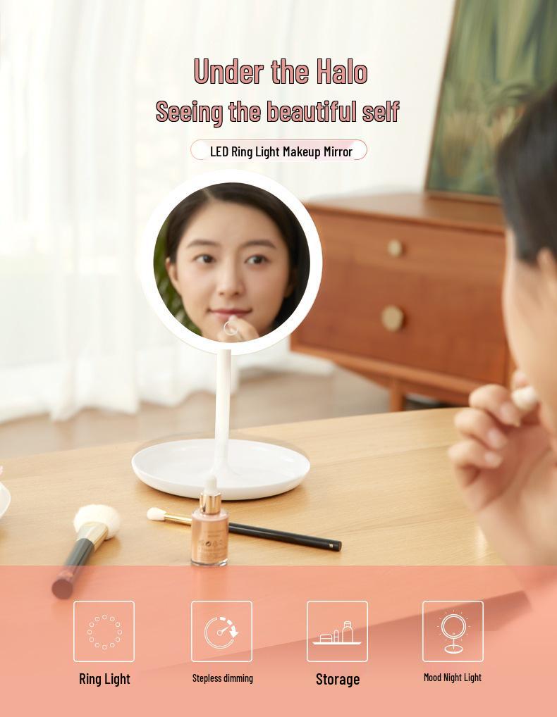 Smart LED Makeup Mirror with Touch Control, Rotatable Design, and Adjustable Brightness