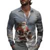 Módní pánská košile s dlouhým rukávem, límcem a knoflíky, nadměrná velikost, 3D potisk, halenka