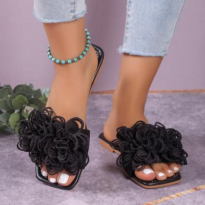 Women's Flower Flat Slippers Casual Walking Shoes Summer Outdoor Sandals