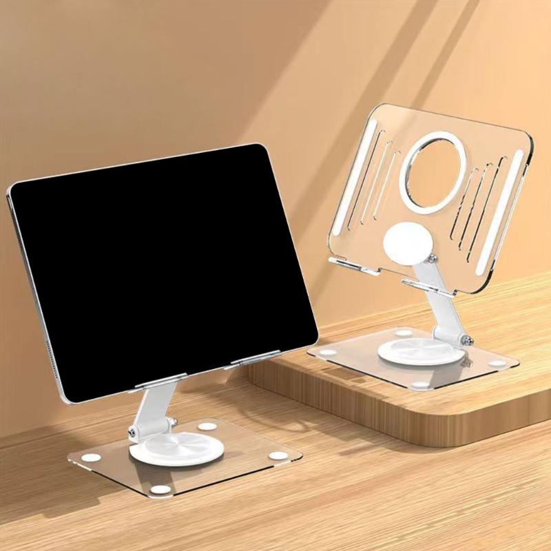 Universal Acrylic Transparents Tablets Stand With 360 Degree Rotation And Foldable Design For 12.9Inch Devices