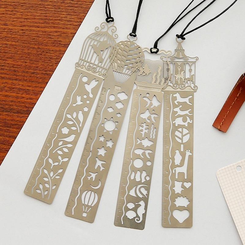 2pcs  Stainless Steel Pocket Rulers Metric Engraved Scale As Bookmark