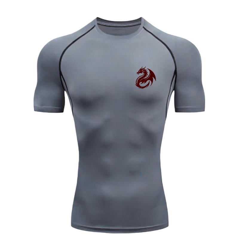 Dragon Design Men's Sports T-shirt Training Fitness Compression Workout T-Shirt Rashgard Tops Quick Dry Short Sleeve T-Shirt