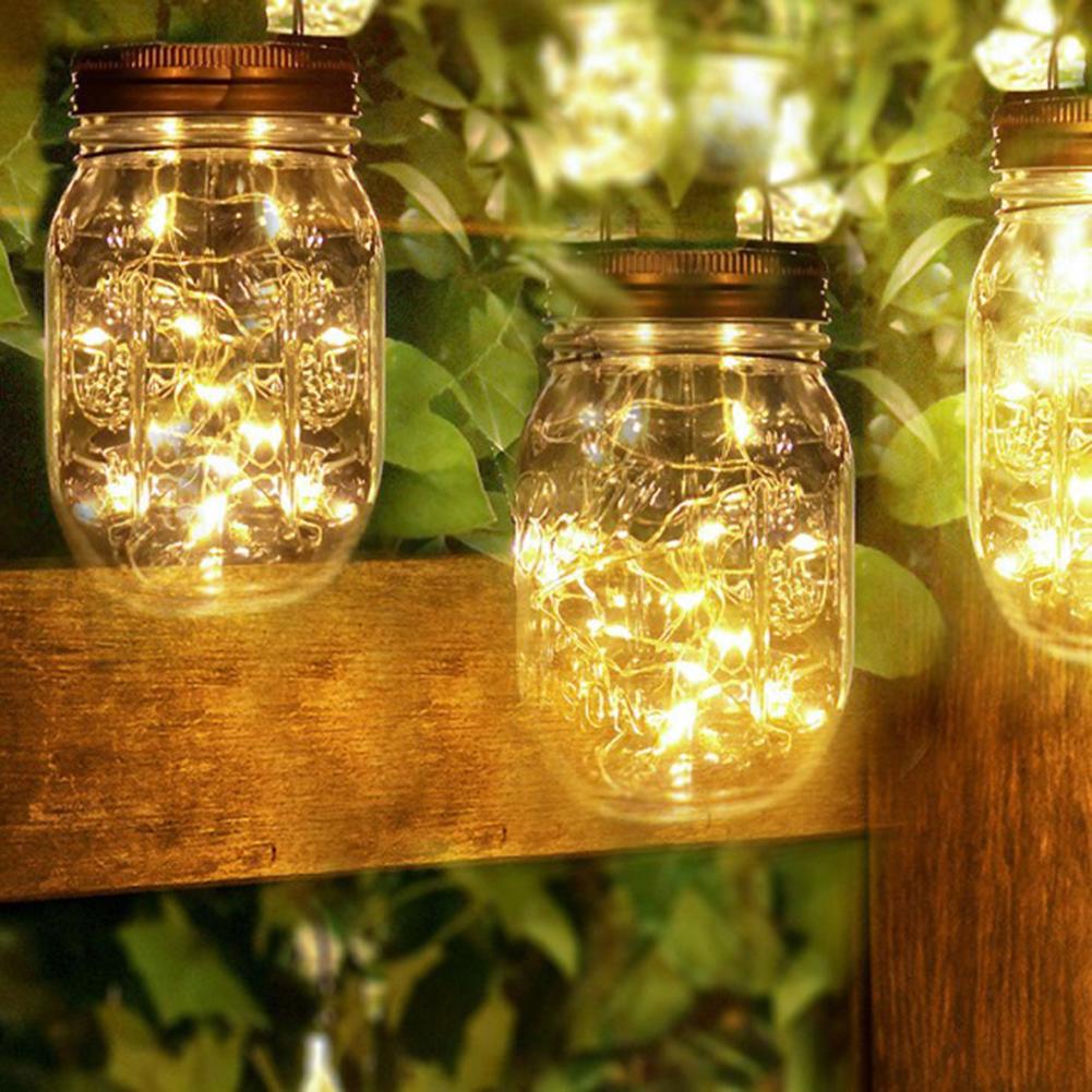 10/20LED Solar Fairy String Light Mason Jar Garden Outdoor Wedding Party Decor