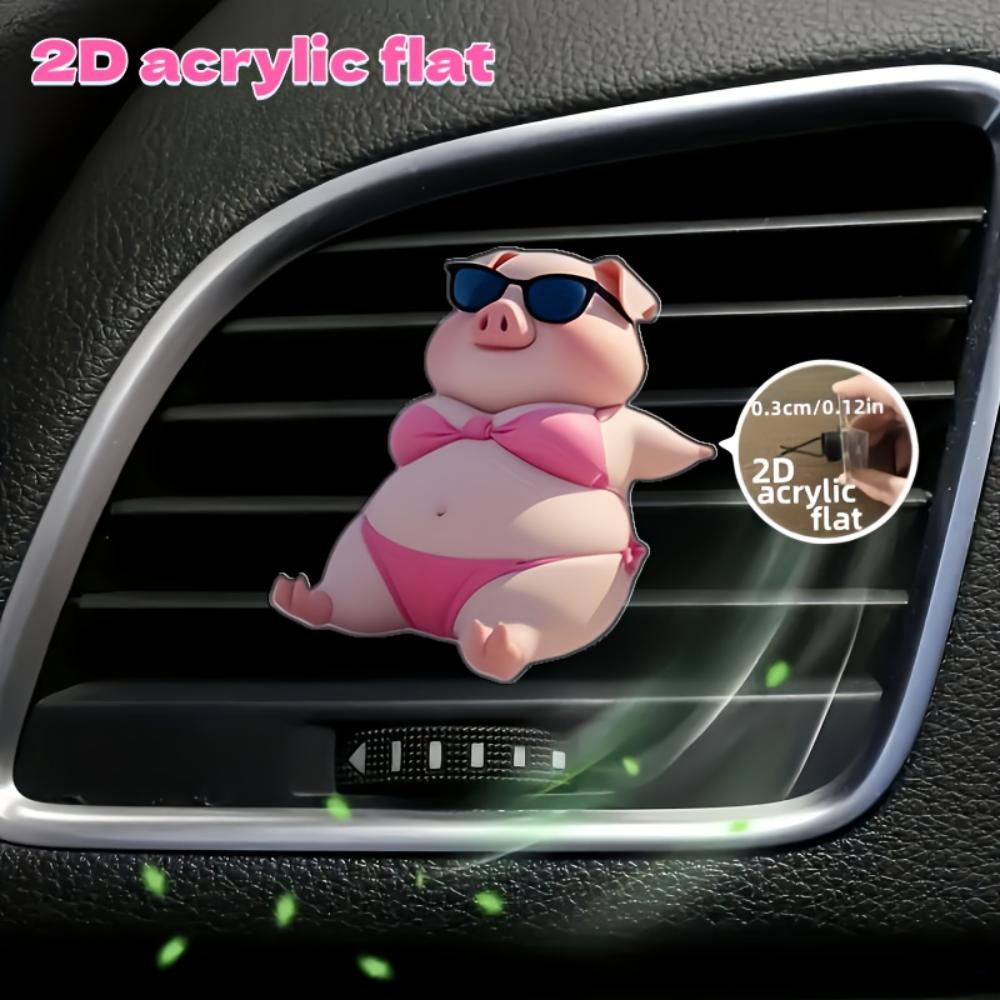 2D Flat Pig Car Vent Clip Decorative Diffuser (fragrance Not Included), Car Interior Decoration, Aromatherapy Clip, Ideal for Holiday Gifts