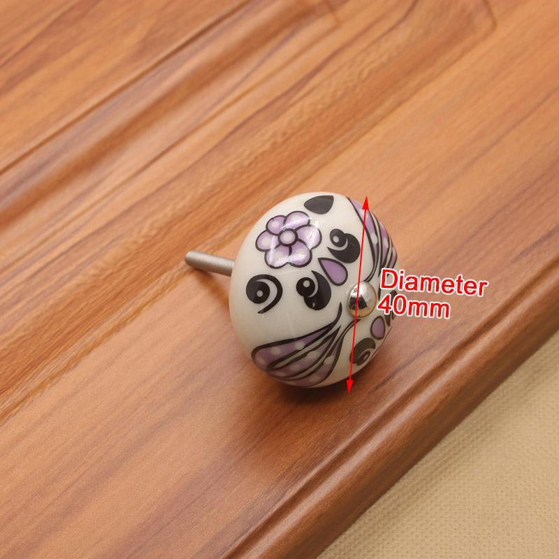 KAK 40mm Hand-painted Ceramic Drawer Knobs Porcelain Rural Cabinet Knob Cupboard Handles Mediterranean Furniture Handle Hardware