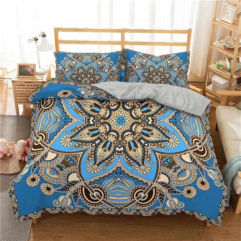 Soft Mandala Duvet Cover Set Bohemian Geometric Floral Bedding Set Microfiber Twin Full Queen King Quilt Cover For Bedroom Decor