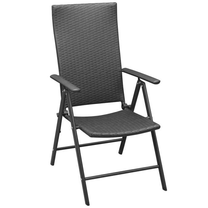 VidaXL Chaises empilables de jardin 2 pcs Résine tressée Noir