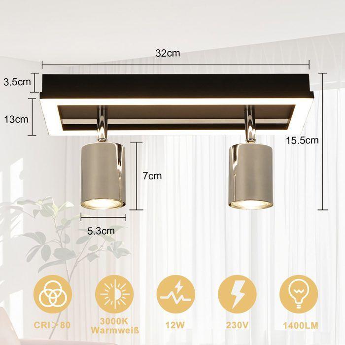 Plafonnier - NETTLIFE - Spot LED plafond 2 flammes - GU10 - 12W - Noir
