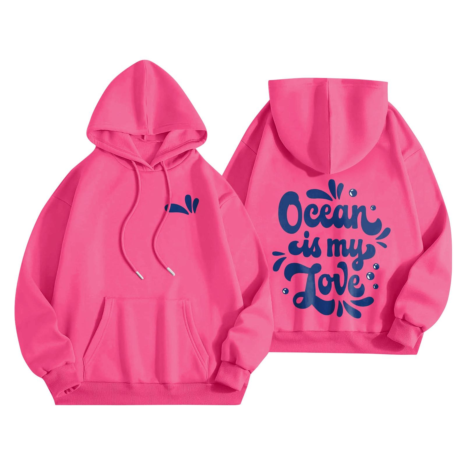 

Толстовки для девочек-подростков с длинным рукавом и принтом букв, повседневные графические толстовки с капюшоном, пуловер с завязками, симпатичная толстовка большого размера S