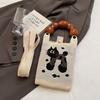 Sommer Damen Niedliche Mini-Tasche Vielseitige Mode Handytasche Cartoon Gestrickte Handtasche Umhängetasche Umhängetasche