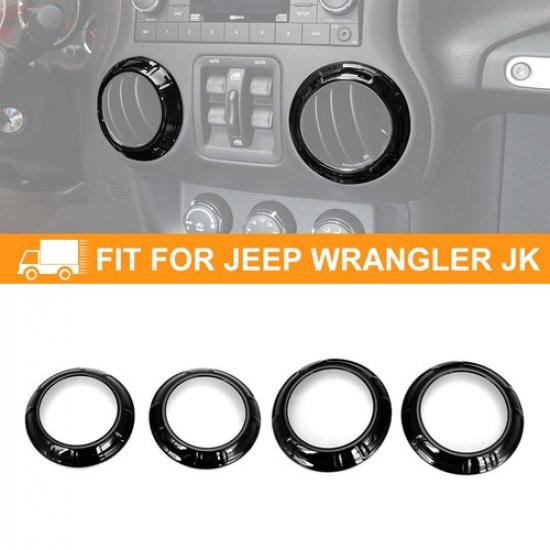 Black Ac Air Conditioner Outlet Vent Trim Ring Cover For Jeep Wrangler JK11-17