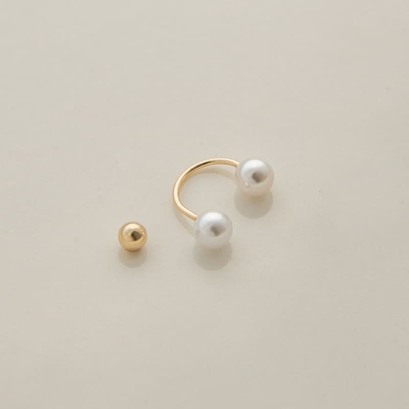 LUNNE 14k U Hook Pearl Piercing (14k Gold) #PI06
