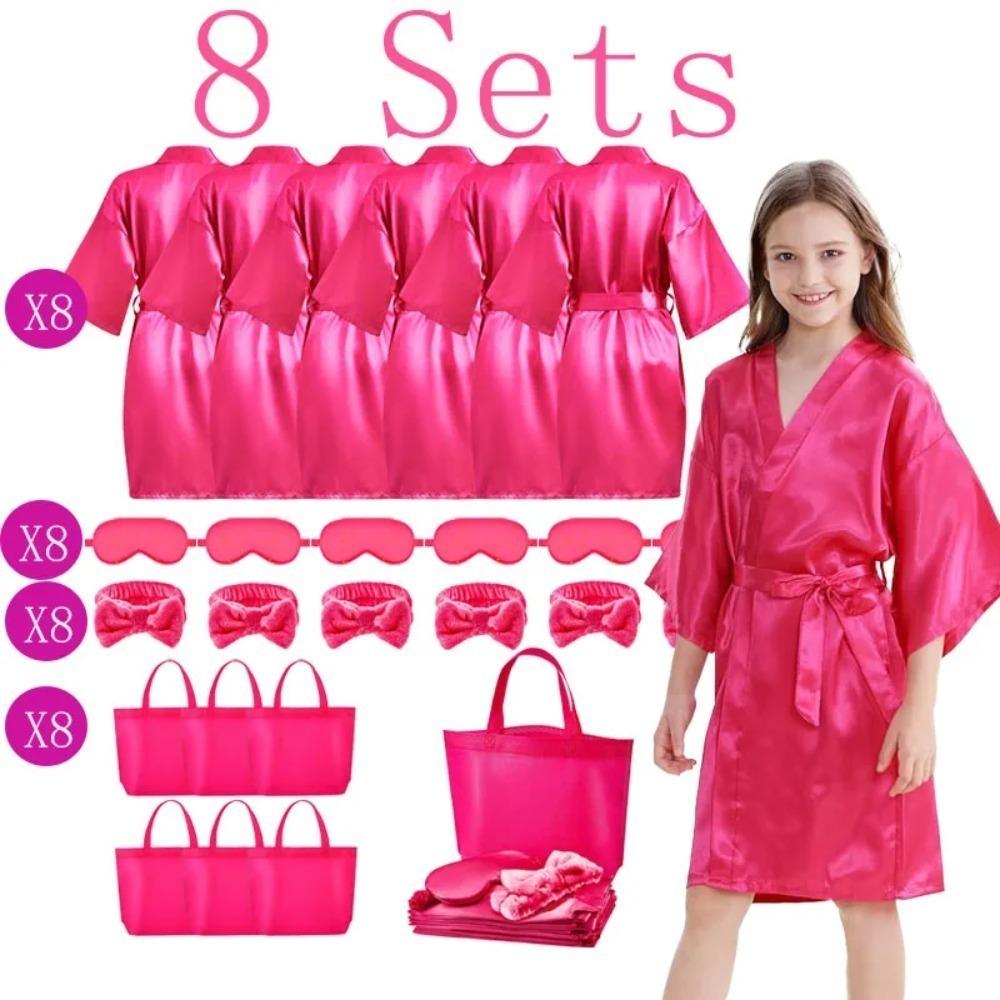 6/10/12 Sets Spa-Party-Bademäntel für Mädchen Kimono-Mädchen Bademantel-Kleider Kinder-Geburtstagsparty-Zubehör Gastgeschenke Übernachtung Schlafanzug Party