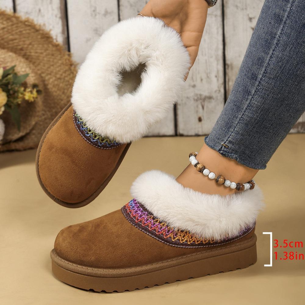Autumn/Winter New Snow Boots - Suede Versatile Warm Fleece Ethnic Style Comfortable Furry Cotton Shoes