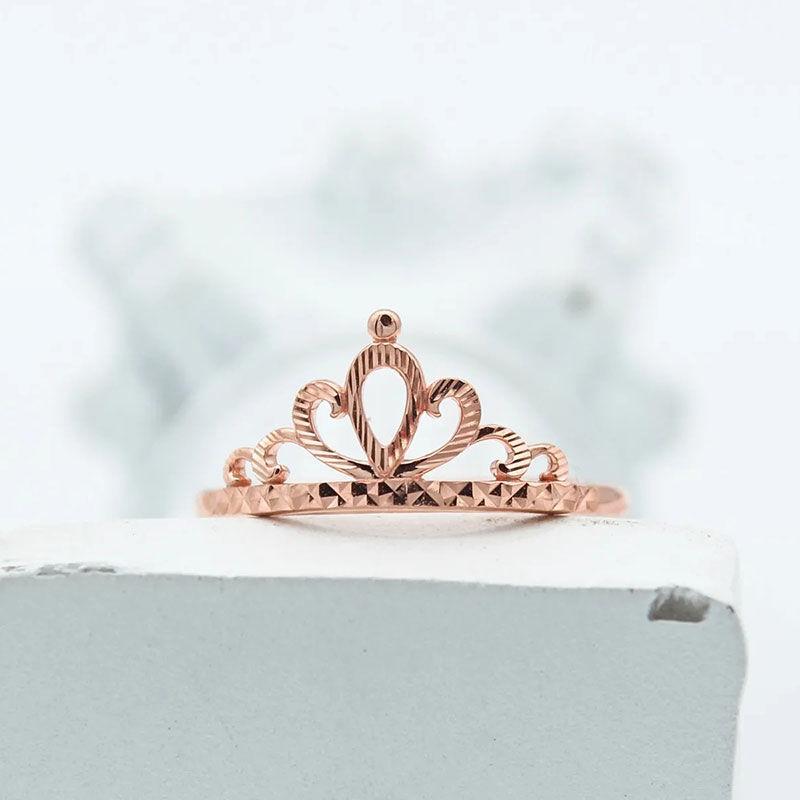 Purple Gold Crown Ring, Simple Temperament, Fashion Trend Rose Gold Plated Open Ring Jewelry