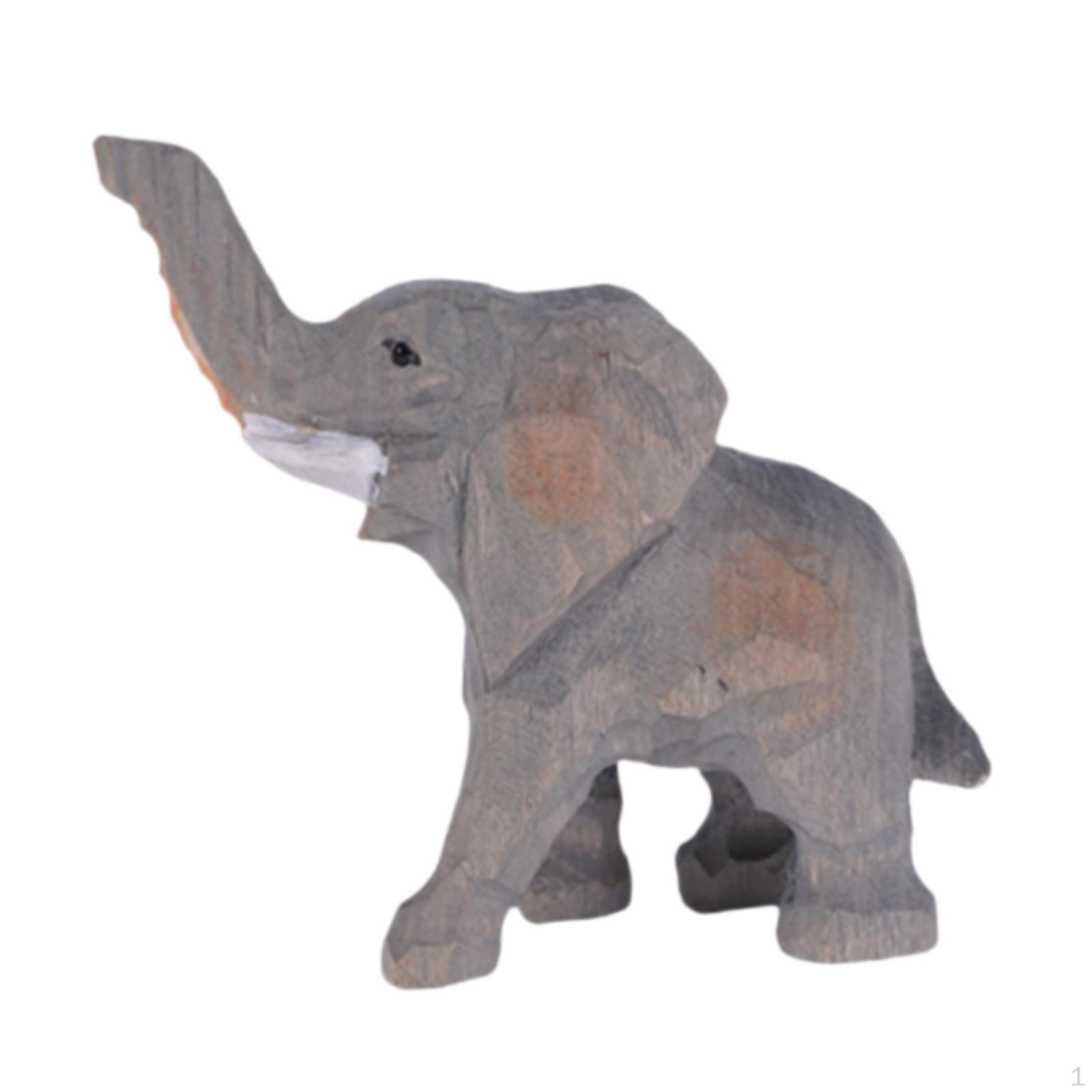 

Elephant Statue Handmade Carved Wooden Sculpture Collection Artwork Ornament for Entrance,