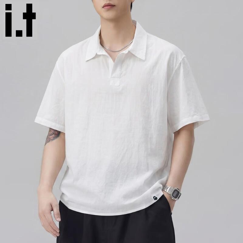 Fingercroxxit Men's Tencel Linen Loose Polo Shirt
