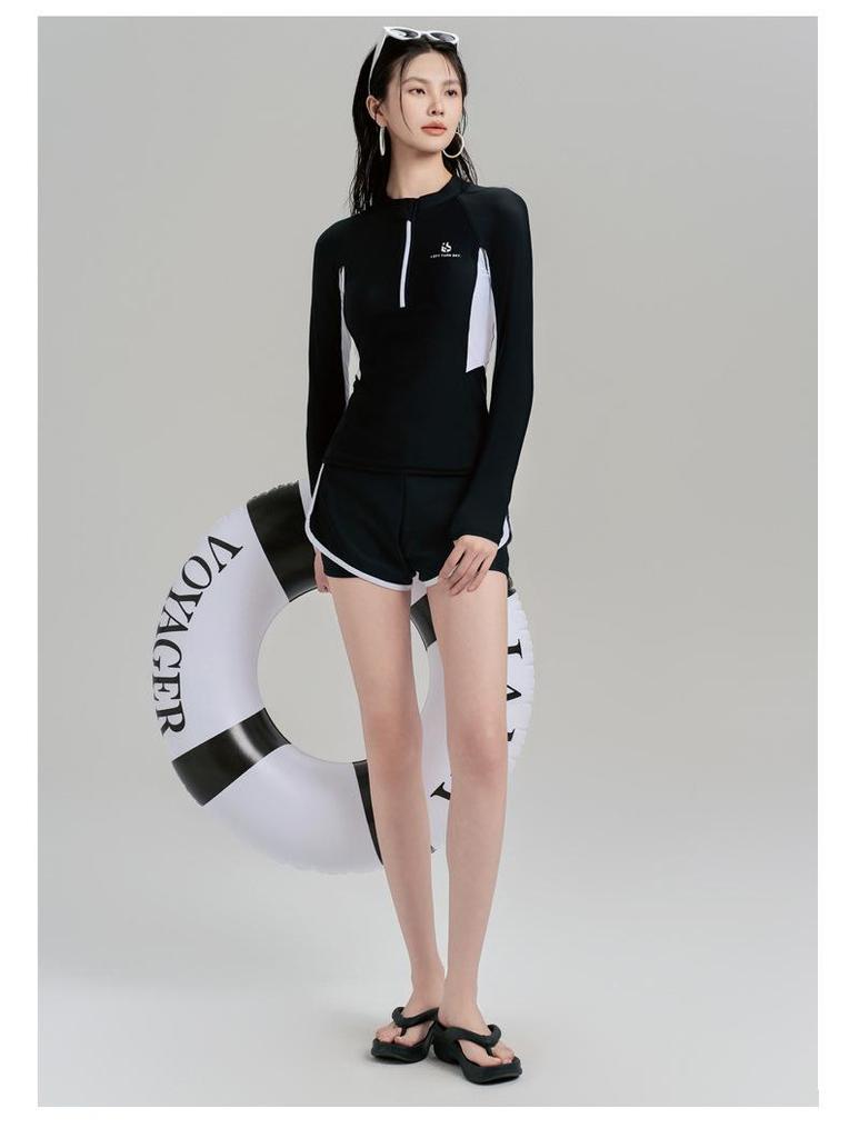 Women's Sporty Zipper Plus Size One-Piece Slimming Racing Swimsuit