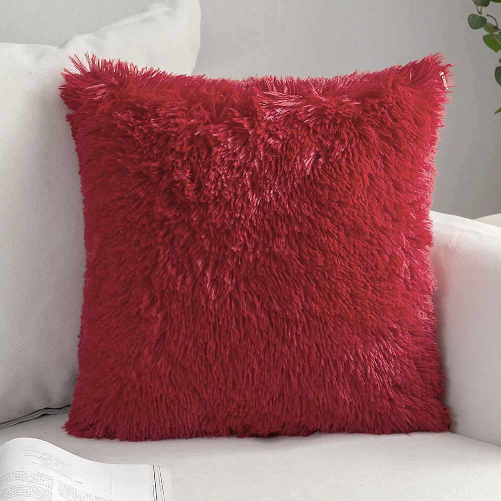 Solid Soft Fluffy Plush Cushion Cover Sofa Decorative Pillow Cover Home Pillowcase Shaggy Fur Cushion Cover Home Textile Decor