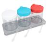 3Pcs Spice Jar Set Plastic Transparent Multifunctional Airtight Seasoning Container Organizer Kitche