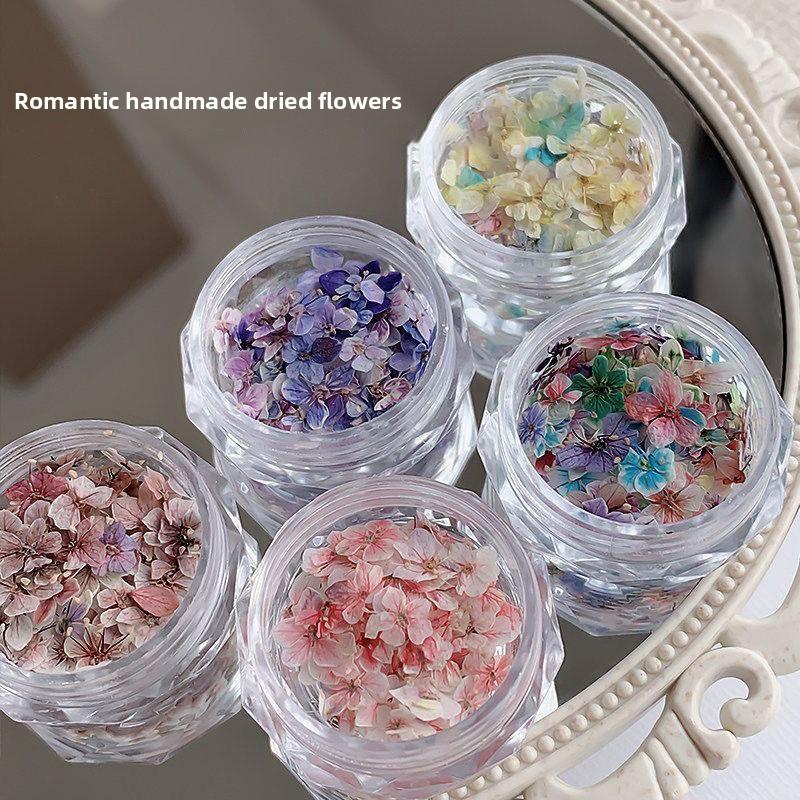 Materiale fiore secco per nail art misto squisito materiale fiore a cinque petali decorazione unghie floreale piccola gioielleria per unghie floreale