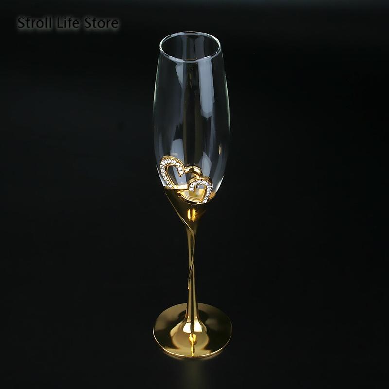 Scandinavian Crystal Champagne, Glass of Red Wine, Wedding Cup, Golden Heart of Europe