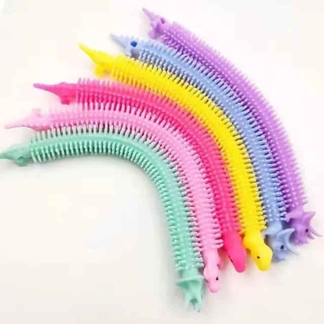 3pcs Funny Unicorn Pull Worm Noodle Fidget Toys Stretch String TPR Rope Anti Stress Toys String Stress Relief Autism Vent Toy