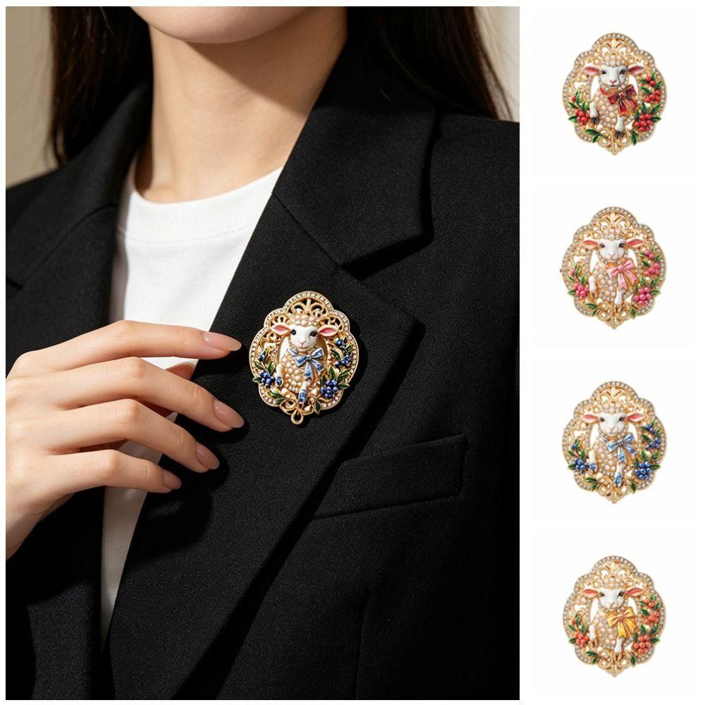 Vintage Style Lapel Pin Sheep Shape Metal Brooch Fashion Decor Pin  Holiday Decor
