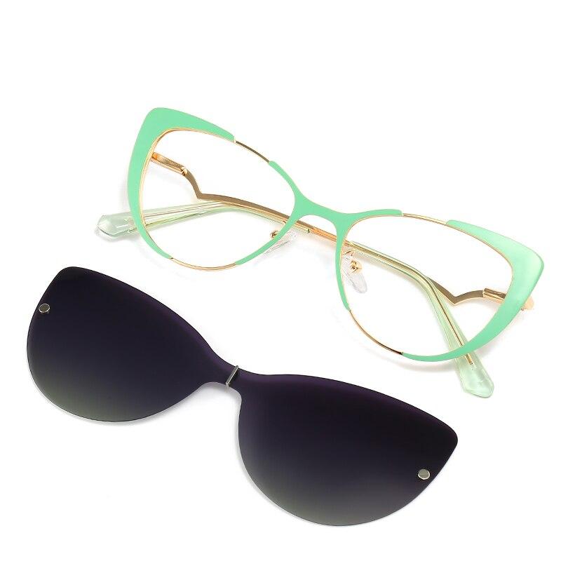 Cat Eye Flip on Sunglasses Women Anti Blue Light Magnetic Clip Fashion Computer Eyeglasses 7006