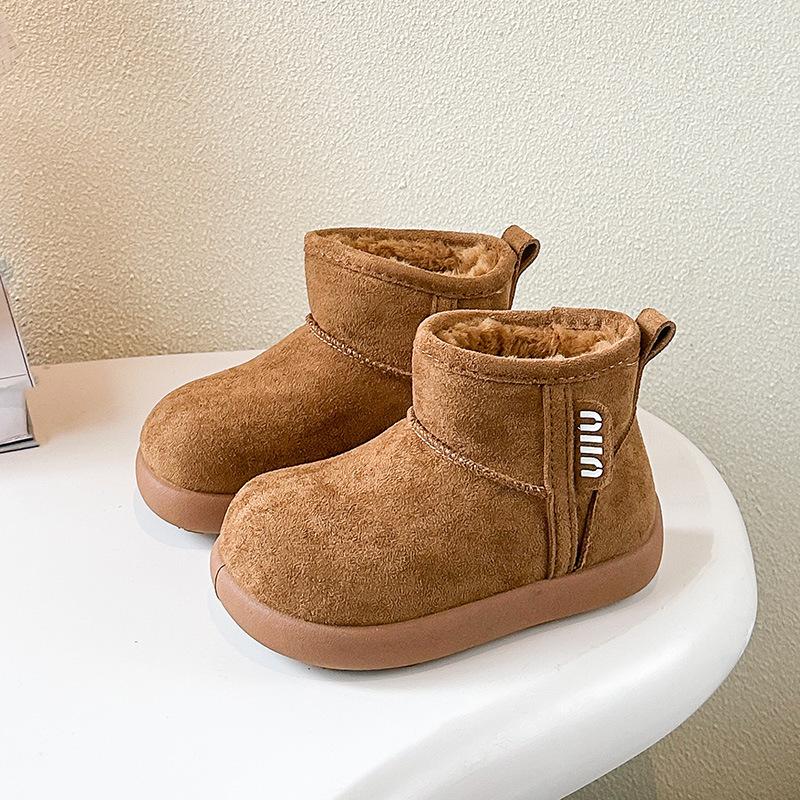 2025 Winter Children s Genuine Leather Snow Boots: Warm, Anti-slip, Short Cotton Boots for Boys & Girls 28