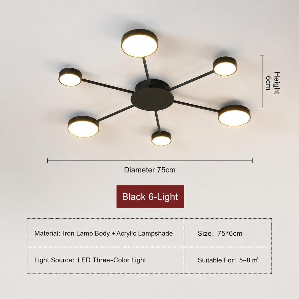 LED Chandelier with Built-in Light Source, Gold Black Modern Ceiling Lamp, 6/8/10 Heads Spider Pendant Lighting Fixture for Home Living Room