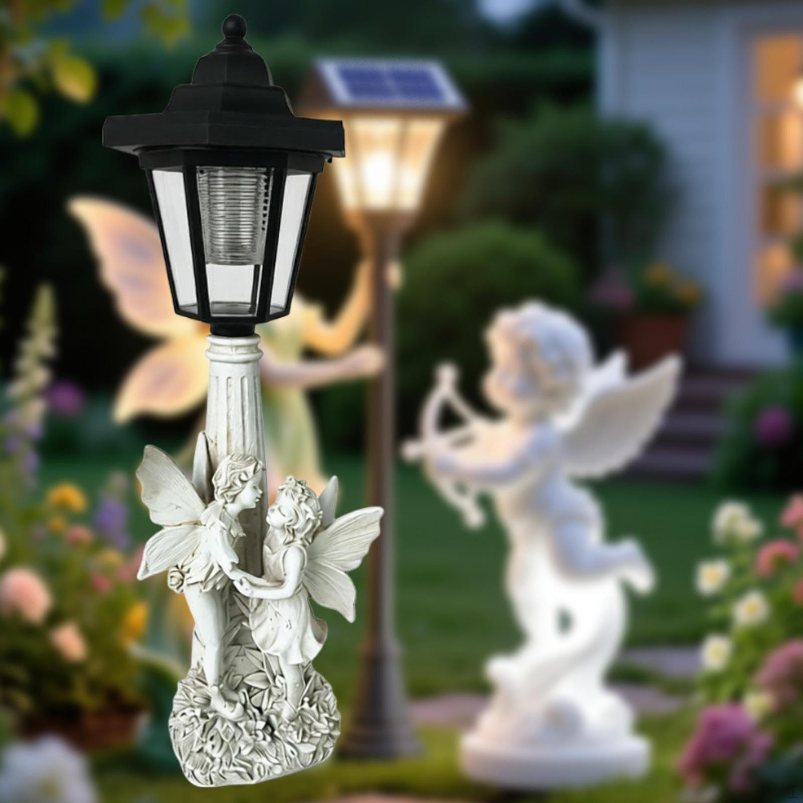Садовая статуэтка на солнечной батарее, украшение для газона со светом, декоративная скульптура для двора, патио Fairy