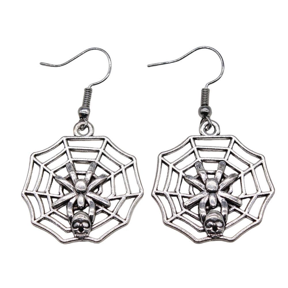 Gothic Spider Charm Dangle Earrings Halloween Horror Arachnid Drop Earrings Dark Punk Goth Jewelry