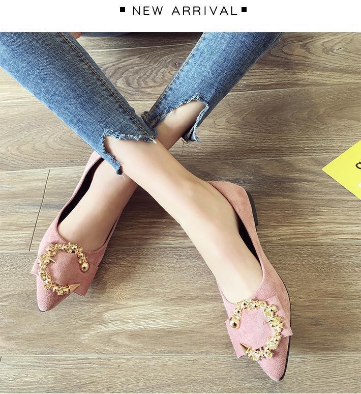 Fashion shallow single shoes women's spring flat-bottomed metal beanie soft-soled lazy one-pedal women's shoes