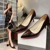 Fashionable Patent Leather High Heels for Women, Low-cut Pointed Toes, Sexy and Slimming Shoes for Nightclubs