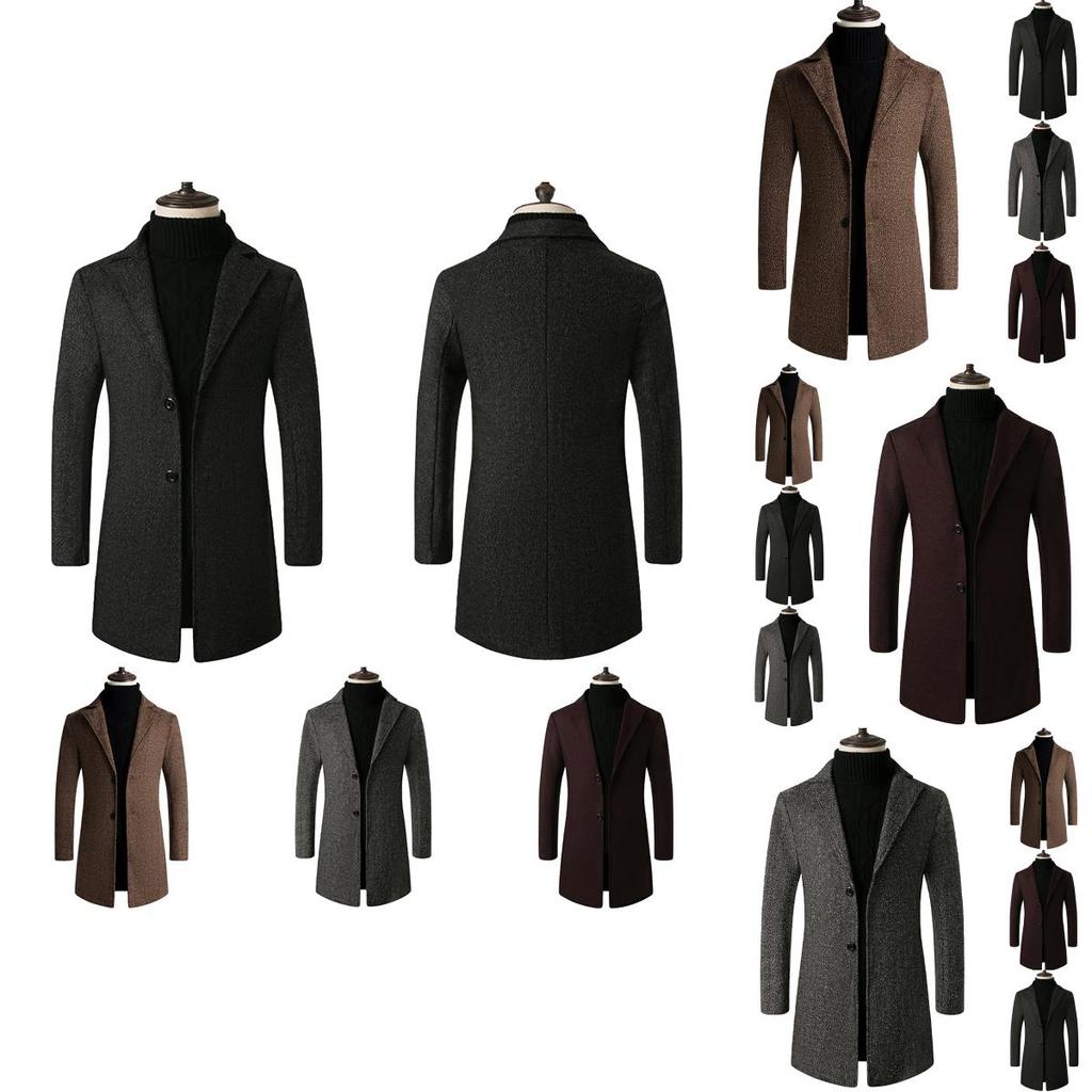 Stilvoller Herren Slim Trenchcoat mit langem einreihigem Design und Reversjacke