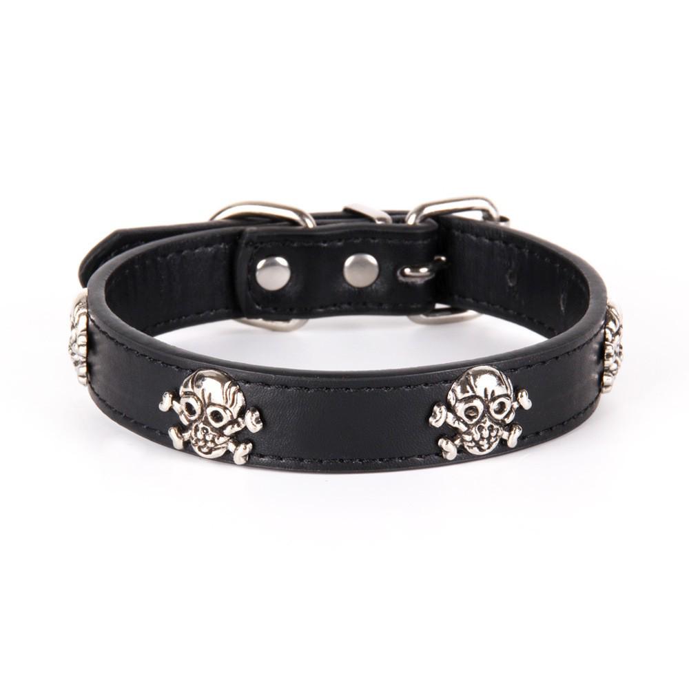 Punk Style Pirate Skull Dog Collar & Leash with PU Chain