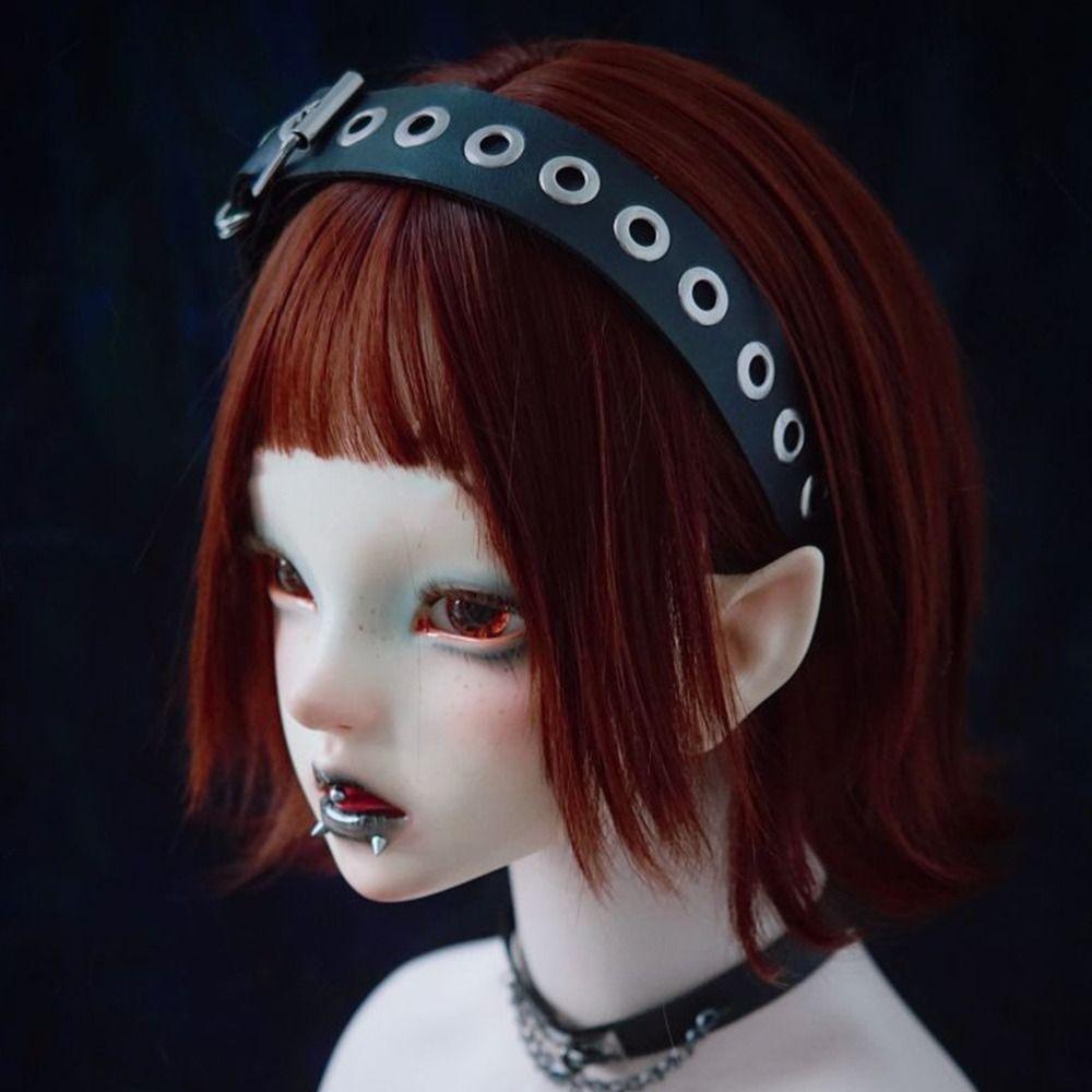 Gothic Style PU Leather Headband Handmade Steampunk Headpiece Rock Headband Punk Events