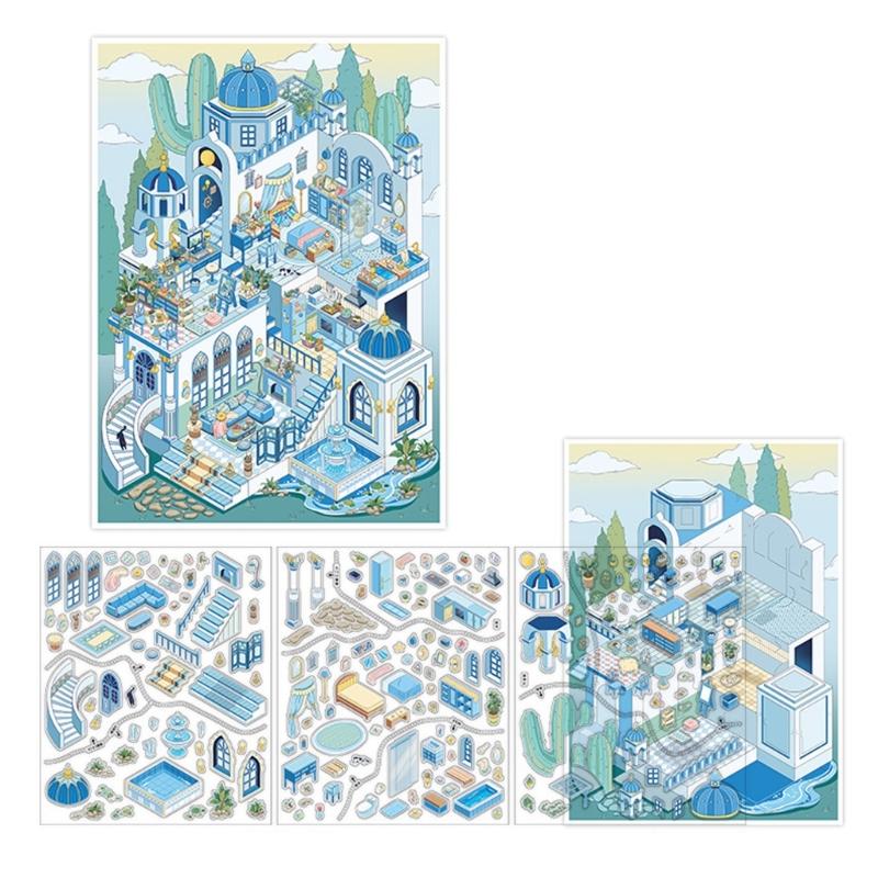

Miniature Scene PET Sticker Decorative Scenery Sticker For Journal Notebook Scrapbooking Phone Case and Album Decoration