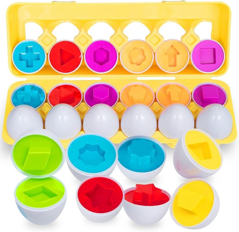 Giocattoli Educativi Montessori per Bambini 2 3 4 Anni Uova di Pasqua Uovo Intelligente a Forma di Uovo Giochi di Abbinamento Puzzle Regalo per Bambini
