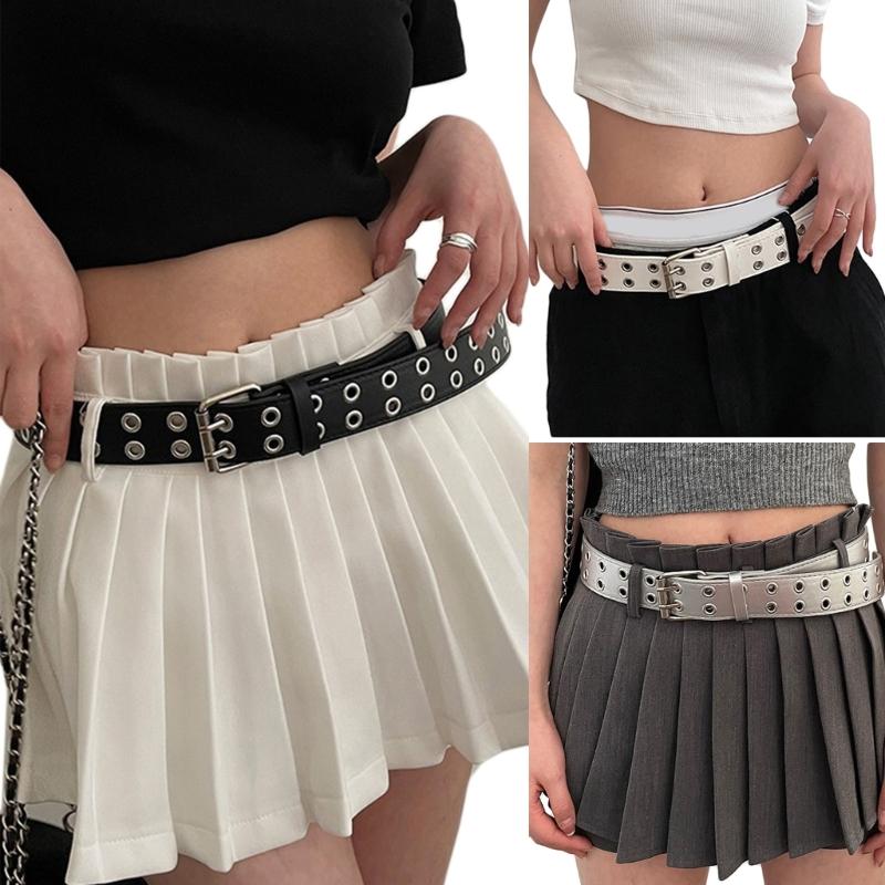 Leathers Womens Belt Fashion Double Grommet Belt Decorative Jeans Dress Blet