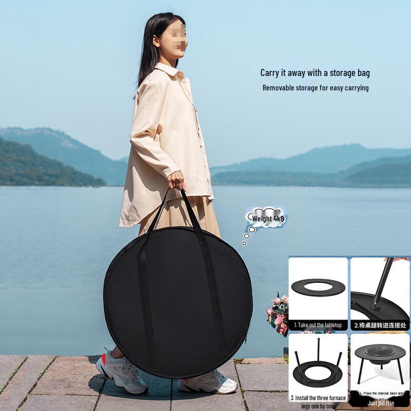 Portable Outdoor BBQ & Tea Table with Fire Pit