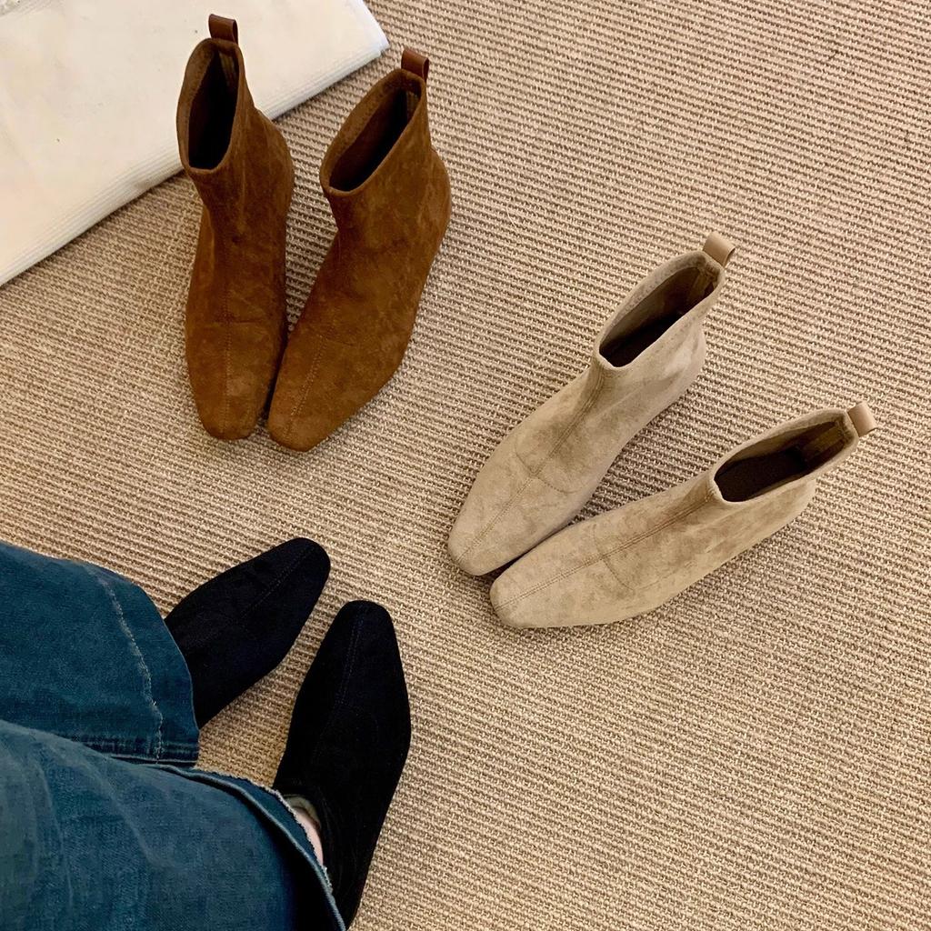 Inner height increase retro brown Martin boots women's shoes 2025 new temperament thin French small short boots spring and autumn single boots