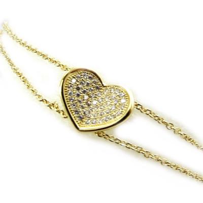 [L7064] - Βραχιόλι Επίχρυσο 'Love' λευκό χρυσαφί - 14x14 mm
