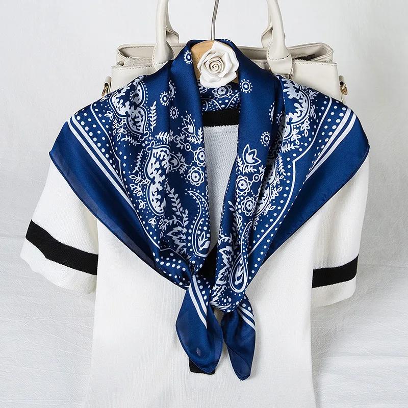 Fashion Paisley Print Kerchief Women Hair Scarf Silk Headband Bandana Head Scarves Female 70*70cm Square Hijab Scarfs For Ladies