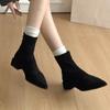 French Retro  Ankle Boots for Women 2026 Autumn New Style Pointed Toe Rear Zipper Design Thick Heel Ankle Boots Sizes