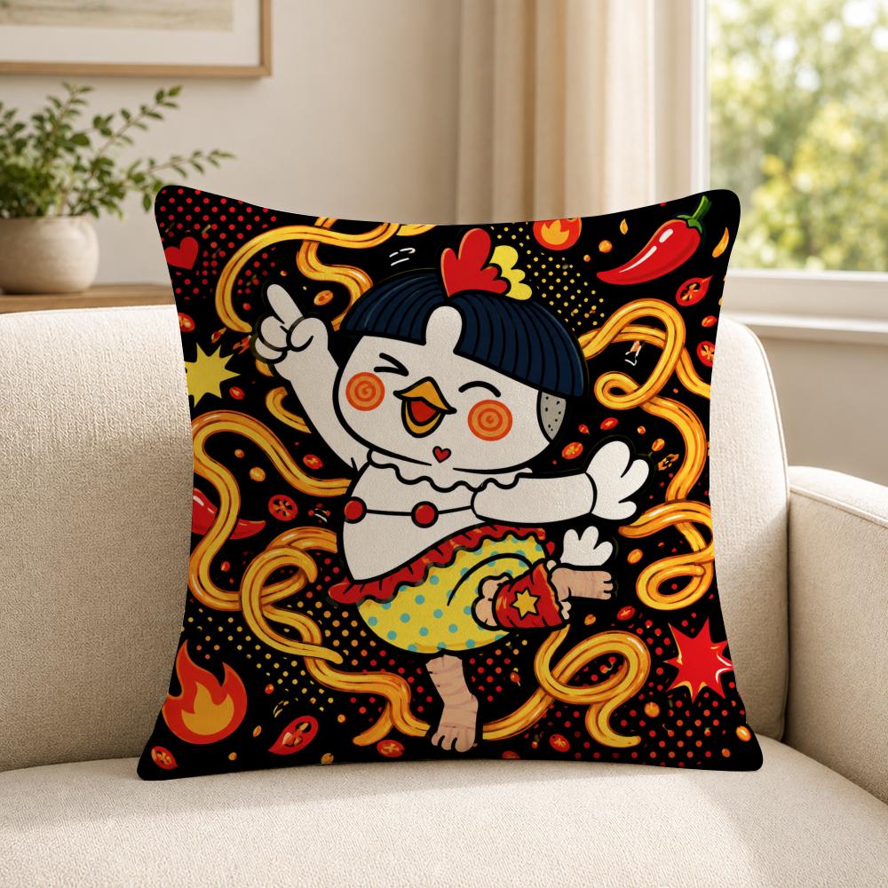 Food SSamyang BBuldak Cushion Cover Soft Short Plush SkinFriendly Cushion Case for MultiScene Use